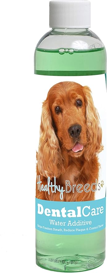 Healthy Breeds Dog Dental Care Water Additive for Cocker Spaniel - Helps Freshen Breath, Reduce Plaque & Control Tartar - Mint Flavor - 8 oz