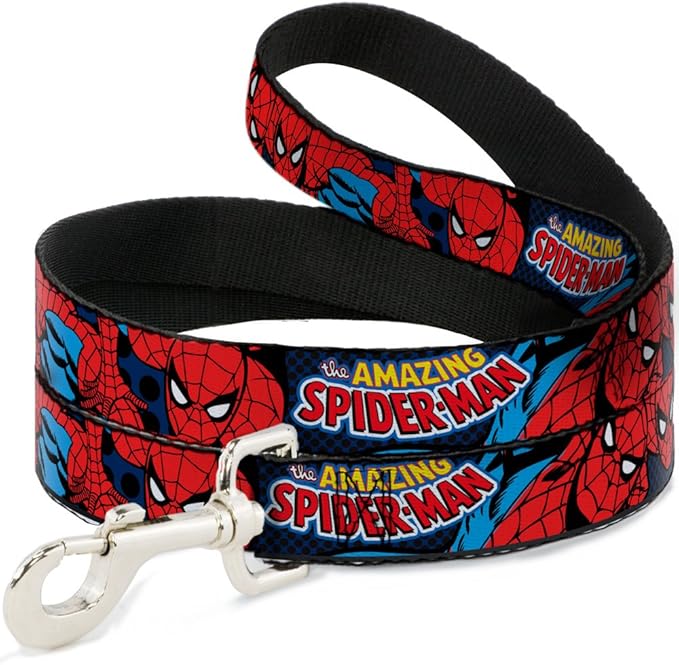 Buckle-Down Dog Leash Amazing Spider Man Available in Different Lengths and Widths for Small Medium Large Dogs and Cats, Multicolor, 4 feet Long - 1/2"" Wide (DL-WSPD001-N)