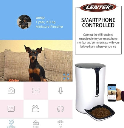 Smart Pet Feeder with 720p HD Video, 2-Way Audio, 200 oz. Programmable WiFi Cat or Dog Food Dispenser, Schedule Mealtimes, Automatic Portion Control, Free App for iPhone and Android Smartphone