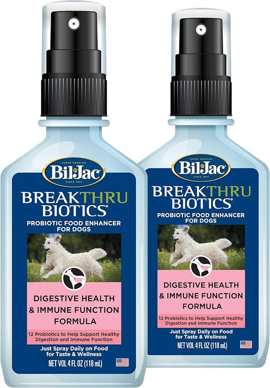 Bil-Jac BreakThru Biotics Probiotic Supplement for Dogs - 2-Pack, Premium Pet Digestive Health Support, Canine Food Enhancer with Natural Ingredients for Gut Balance and Immune System Boost