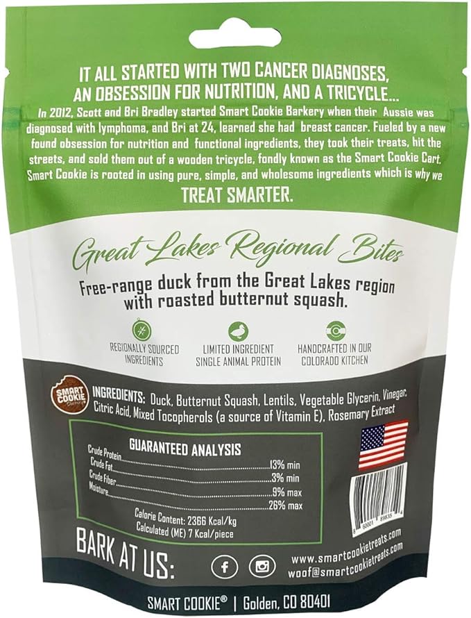 All Natural Dog Treats - Duck & Squash - Training Treats for Dogs with Allergies or Sensitive Stomachs - Soft Dog Treats, Grain Free Dog Treats, Chewy, Human-Grade, Made in USA - 5oz Bag