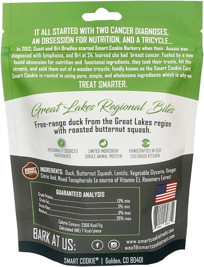 All Natural Dog Treats - Duck & Squash - Training Treats for Dogs & Puppies with Allergies, Sensitive Stomachs - Soft Dog Treats, Chewy, Grain Free, Made in USA - 5oz, Pack of 3