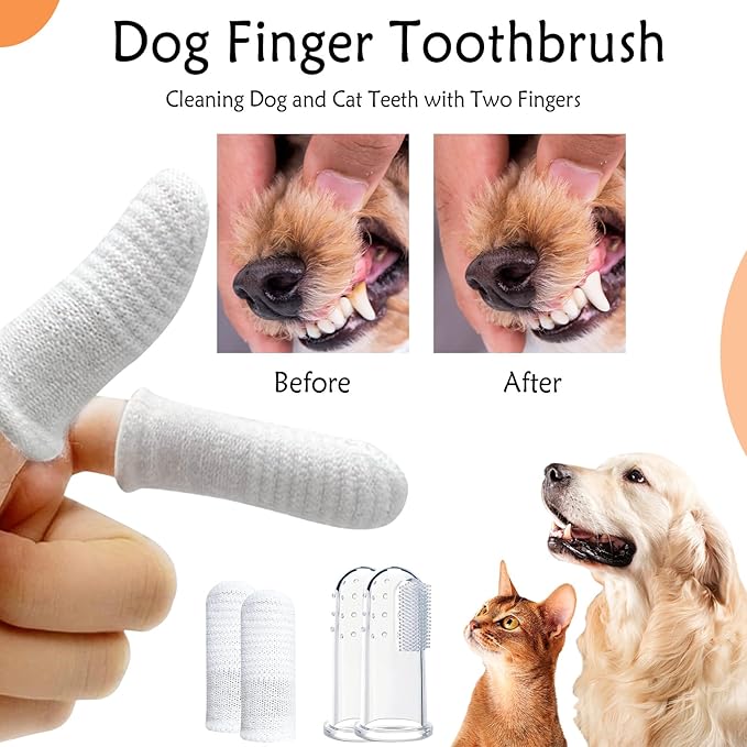 10PCS Dog Finger Toothbrush, Dog Toothbrush Soft Finger Toothbrush for Dogs Dental Care, Dog Toothbrush Finger Cat Toothbrush Washable Dog Tooth Brushing Kit, 1 Set for Two Fingers (5 Sets)