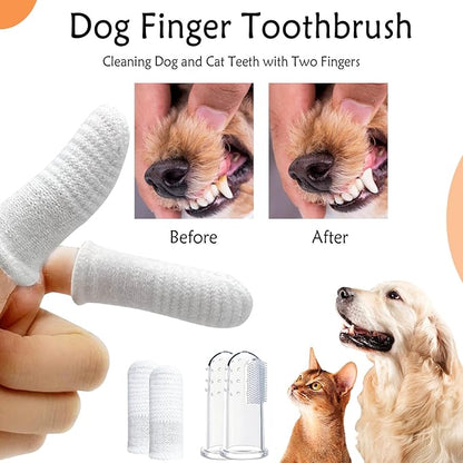 10PCS Dog Finger Toothbrush, Dog Toothbrush Soft Finger Toothbrush for Dogs Dental Care, Dog Toothbrush Finger Cat Toothbrush Washable Dog Tooth Brushing Kit, 1 Set for Two Fingers (5 Sets)
