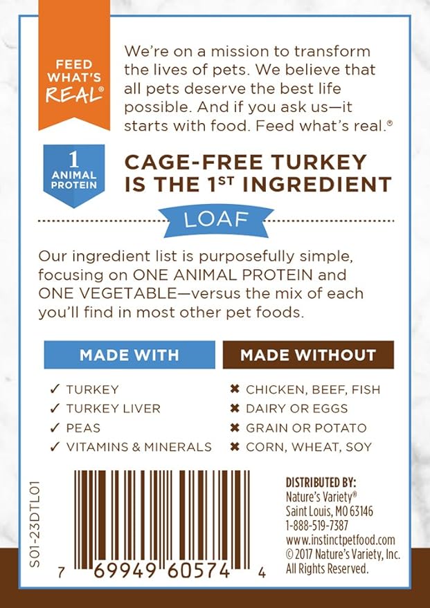 Instinct Limited Ingredient Diet Grain Free Real Turkey Recipe Natural Wet Canned Dog Food, 13.2 oz. Cans (Count of 6) Pack of 1