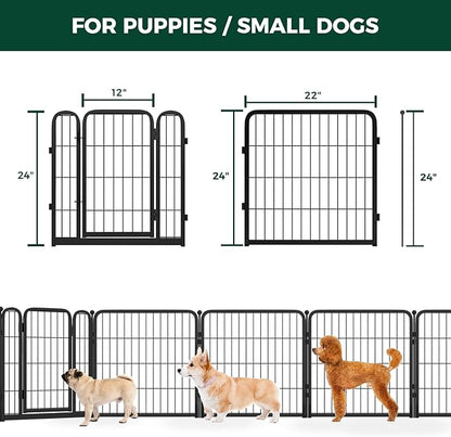 FXW Homeplus Dog Playpen Designed for Indoor Use, 24" Height for Puppy and Small Dogs, Black│Patented