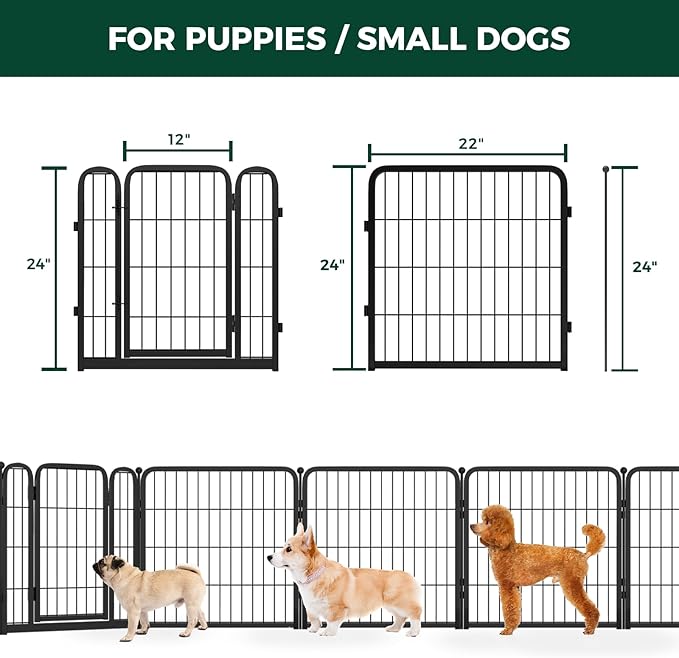 FXW Homeplus Dog Playpen Designed for Indoor Use, 24" Height for Puppy and Small Dogs, Black│Patented