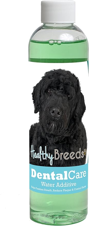 Healthy Breeds Dog Dental Care Water Additive for Portuguese Water Dog - Helps Freshen Breath, Reduce Plaque & Control Tartar - Mint Flavor - 8 oz