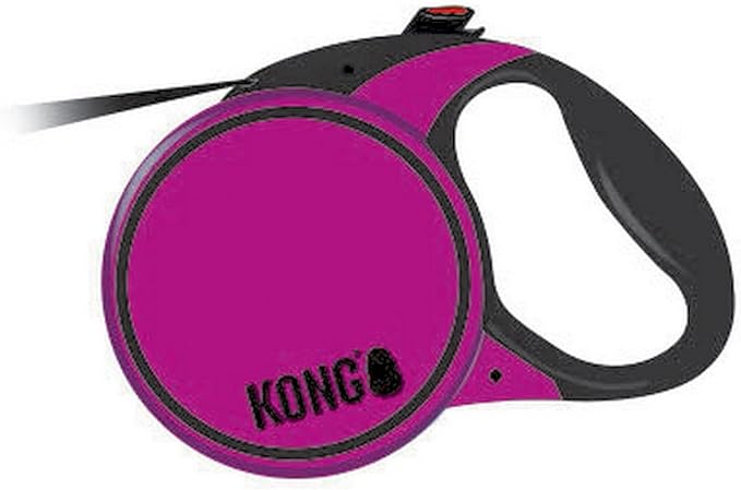 Alcott KONG Terrain Retractable Dog Leash, Medium, Fuschia, 16' Long