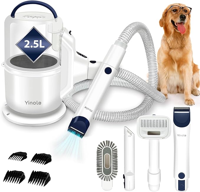 P50 Dog Grooming Vacuum, Pet Grooming Vacuum with Dog Clippers,Deshedding Grooming Tools,Cleaning Tools, 2.5L Large Cup, 12Kpa Adjustable Suction, Ultra-Quiet Pet Grooming Vacuum for Dogs Cats