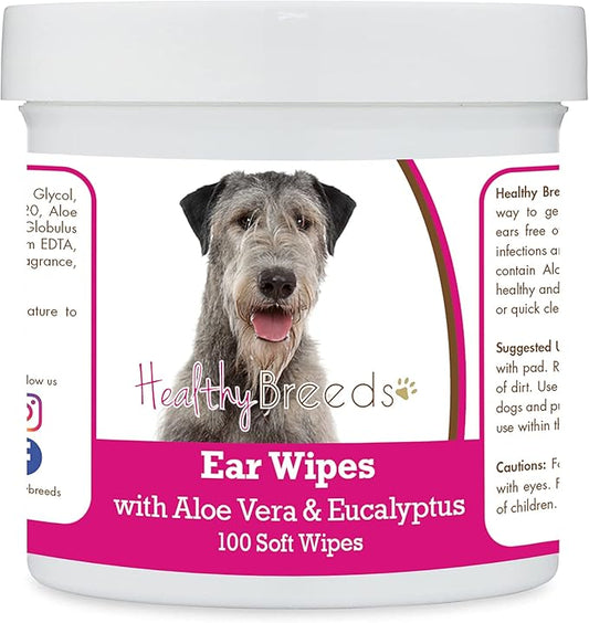 Healthy Breeds Irish Wolfhound Ear Cleaning Wipes with Aloe & Eucalyptus for Dogs 100 Count