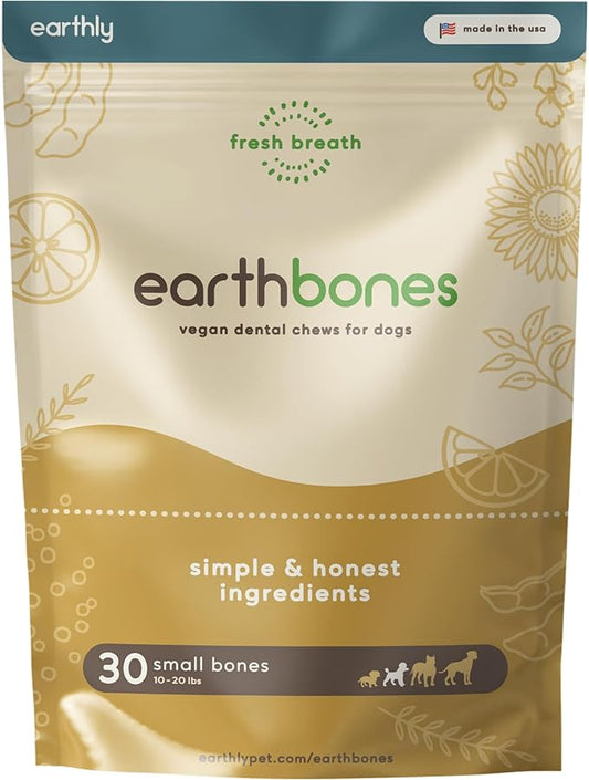 Earthbones Dental Chews for Dogs 10-20lbs, 30 Bones