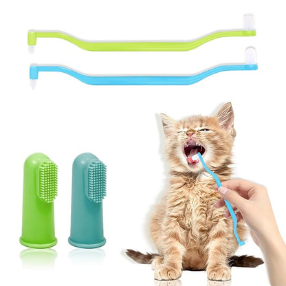 SCOBUTY 4 Pack Dog Toothbrush, 360º Dog Tooth Brushing Kit, Dual Sided Cat Toothbrushs with Micro Brush Head, Dog Teeth Cleaning, Dog Finger Toothbrush,for Small & Large Pets