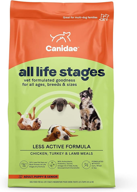 Canidae All Life Stages Premium Dry Dog Food for Less Active Dogs, All Ages, Chicken, Turkey & Lamb Meals, 5 lbs.