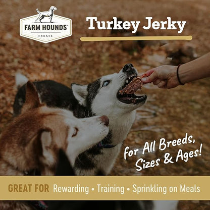 Farm Hounds Turkey Jerky Dog Treats, Premium, Natural & Healthy Jerky Treats for Small, Medium & Large Dogs, Made In USA, Turkey Treat, 3.5oz