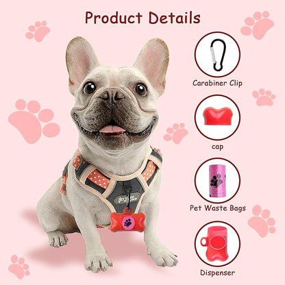 Dog Poop Bags Dispenser with Carabiner Clip, Doggy Poop Bag Holders for Leashes Include 1 Roll (15 Bags) Leak-Proof Large Lavender Scented Doggie Pet Waste Bags, Eco-Friendly Dog Accessories, Red