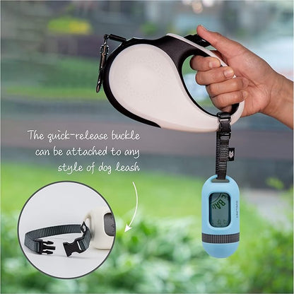 SVD.PET Dog Poop Bag Dispenser, Retractable Waste Bag Fits Any Dog Leash, 15 Waste Bags, Poop Bag Holder, Dog Walking Accessory (Columbia Blue)