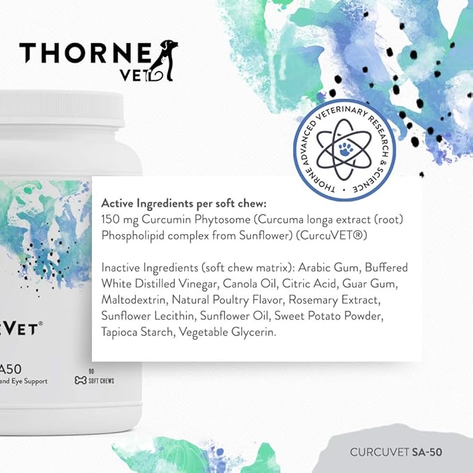ThorneVet CurcuVET-SA50 – Joint, Muscle, Liver & GI Support for Small Dogs & Cats, 90 Soft Chews