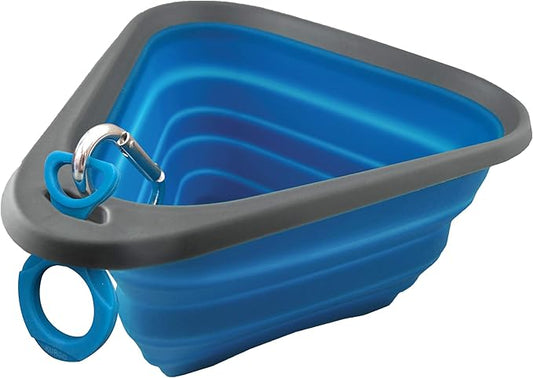 Kurgo Collapsible & Portable Travel Dog Bowl | Mash N’ Stash | Portable Water for Dogs | Food Grade Silicone Collapsible Dog Bowl | BPA No | Pet Travel Accessories | Holdsup to 24 oz (Regular), Blue