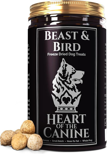 Beast & Bird (Beef and Chicken) Dog Treats - Gut and Digestion, Immune Response, Diabetic Support - Chicken, Beef Liver, Kidney, Heart, Chicken Cartilage - Heart of The Canine - 6oz