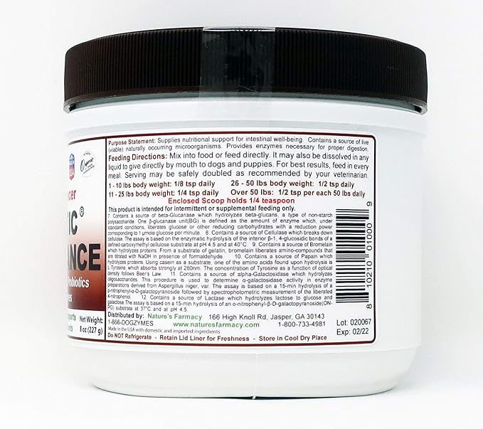 Dogzymes Probiotic Daily Balance - Supplies Nutritional Support and Live microorganisms for intestinal Well-being as Well as enzymes for Proper Digestion. (8 ounce)