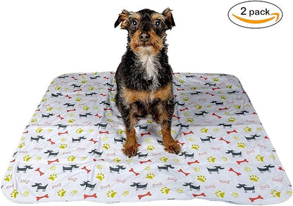 Washable Dog Training Pee Pads 2-Pack Large, Reusable Cloth for House Playpen Floor Waterproof, Leakproof for Whelping, Potty, and Crate Liner