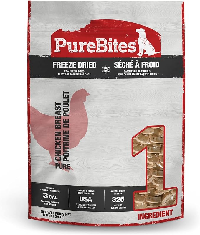 PureBites Freeze Dried RAW Chicken Breast Treats for Dogs, 8.6oz