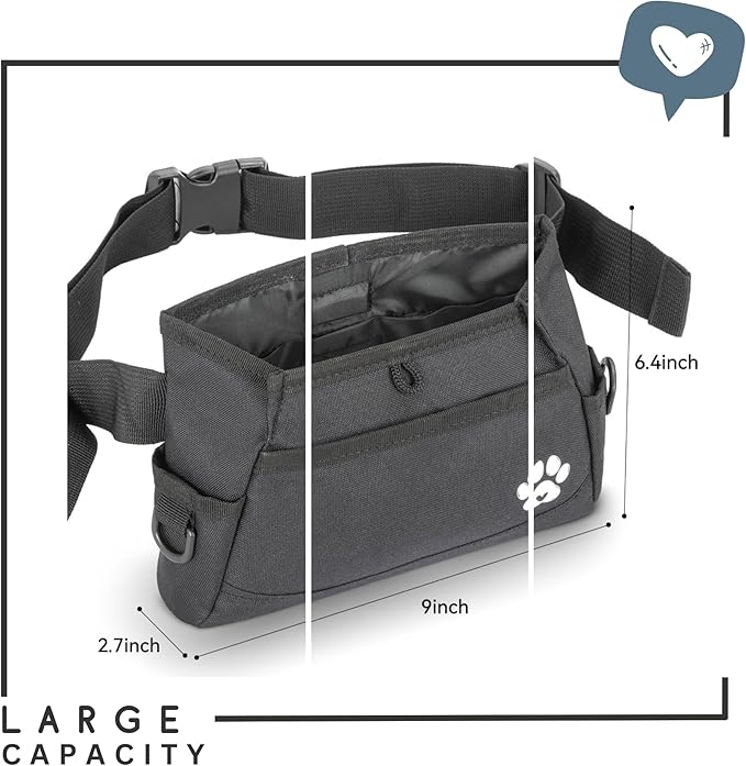 B&B Farmhouse Dog Treat Pouches for Pet Training - Custom Design - Dog Treat Bag for Dog Training & Behavior Aids - Fanny Pack for Dog Walking Bag - Puppy Treat Pouch & Black Belt Bag
