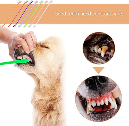 70 Pieces Dual End Dog Toothbrush Pet Toothbrush, Dual headed Pet Tooth Brush, Soft Grooming Dual Side Dog ToothBrush Multicolored for Pet Teeth Cleaning