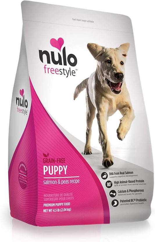 Nulo Puppy Food Grain Free Dry Food With Bc30 Probiotic And Dha (Salmon And Peas Recipe, 4.5Lb Bag)