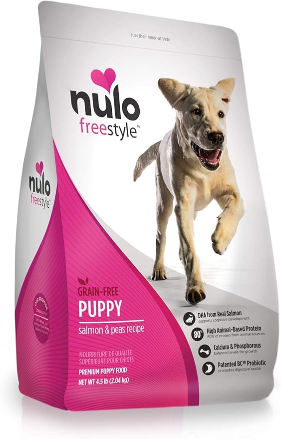 Nulo Puppy Food Grain Free Dry Food With Bc30 Probiotic And Dha (Salmon And Peas Recipe, 4.5Lb Bag)