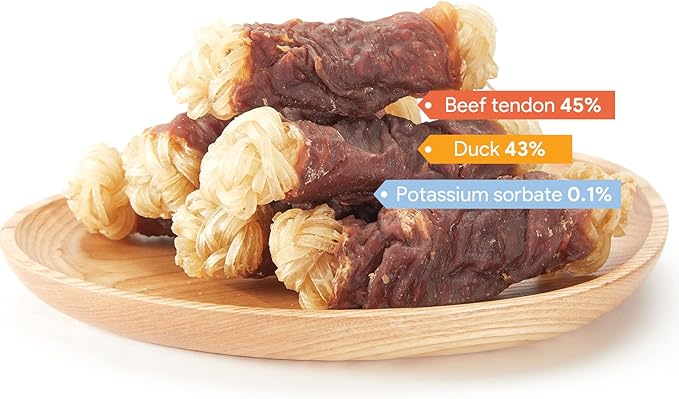 Jungle Calling Beef Tendons for Dogs, Duck Wrapped Tendons Dog Chews Long Lasting Hip and Joint Supplement for Dogs with Glucosamine (Knotted Bone)