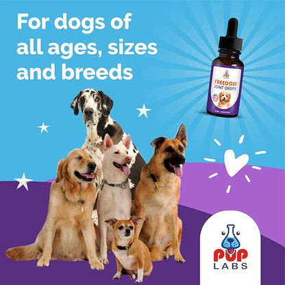 Freedom Joint Drops - Dog Joint Support Supplement Eases Stiffness and Aids Flexibility and Strength - for All Ages, Sizes, and Breeds, 30 ml Dropper