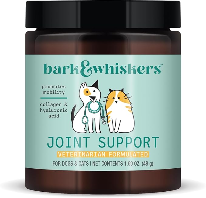 Bark & Whiskers Joint Support for Dogs & Cats, 1.69 Oz. (48 g), Collagen & Hyaluronic Acid, Promotes Mobility, Veterinarian Formulated, Non-GMO, Dr. Mercola