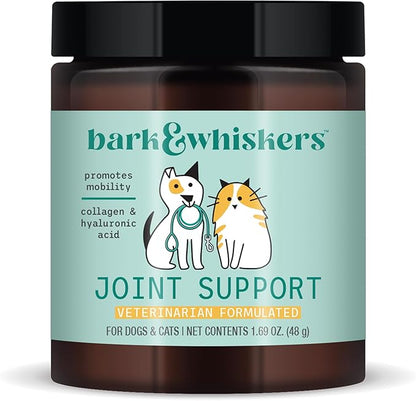 Bark & Whiskers Joint Support for Dogs & Cats, 1.69 Oz. (48 g), Collagen & Hyaluronic Acid, Promotes Mobility, Veterinarian Formulated, Non-GMO, Dr. Mercola