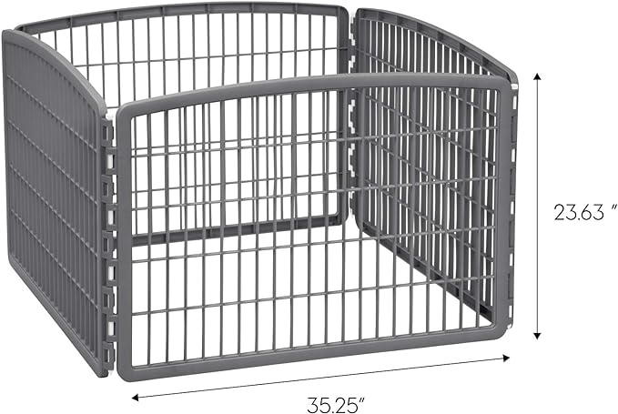 IRIS USA Dog Playpen, 4-Panel 24" Pet Playpen, Puppy Playpen, Indoor/Outdoor Dog Pen, 35 x 35 x 24, Foldable, Customizable, Dark Gray