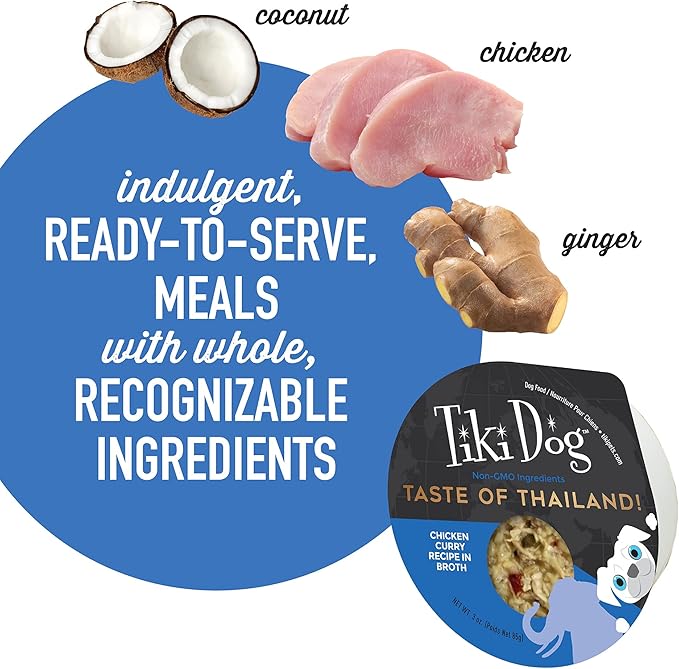Tiki Dog Taste of The World - Dog Wet Food - Whole Foods - Thailand! Chicken Curry - 3 oz Cup