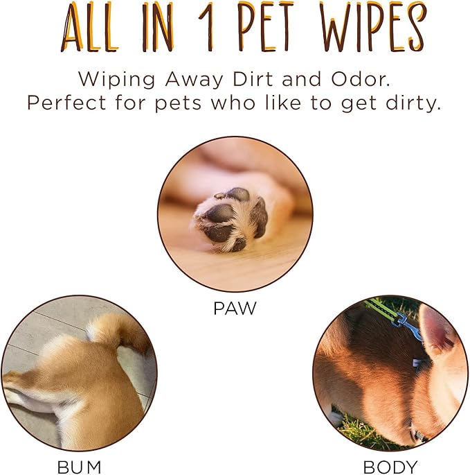 Dhohoo Dog Wipes, Dog Cat Grooming Wipes for Daily Use, Soft and Gentle Pet Wipes for Paws, Ear, Body and Butt, Portable 240 Wipes for Home and Travel Use