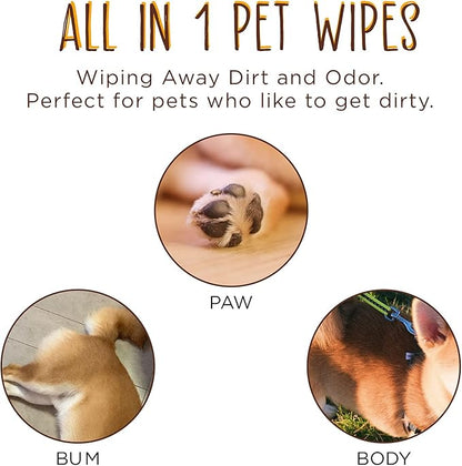 Dhohoo Dog Wipes, Dog Cat Grooming Wipes for Daily Use, Soft and Gentle Pet Wipes for Paws, Ear, Body and Butt, Portable 240 Wipes for Home and Travel Use