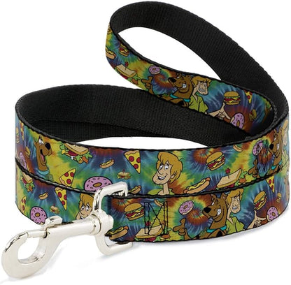 Dog Leash Scooby Doo and Shaggy Poses Munchies Tie Dye Multi Color 4 Feet Long 1.0 Inch Wide