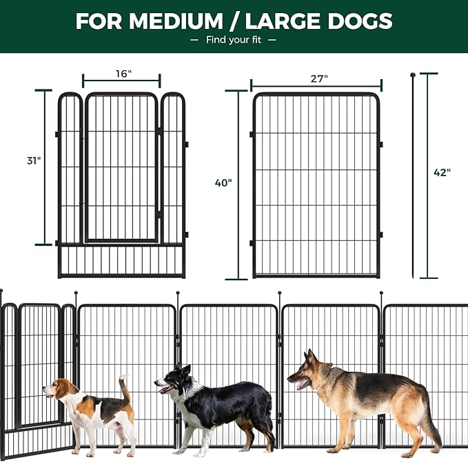 FXW Rollick Dog Playpen for Yard, RV Camping│Patented, 40 inch 8 Panels