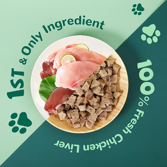 Freeze Dried Chicken Liver Pet Treats, High Protein Freeze-Dried Pet Food for Dogs, Cats, Fresh Ingredient Snacks, 4.6oz, Rawhide Free&Grain Free