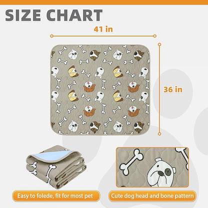 KOOLTAIL Washable Pee Pads for Dogs, 2 Packs 36*41in Reusable Super Absorbent Dog Whelping Training Pads, Crate Pads for Puppy Cages, Nonslip Waterproof Large Dog Mats for Floors Bed Playpen Car Sofa