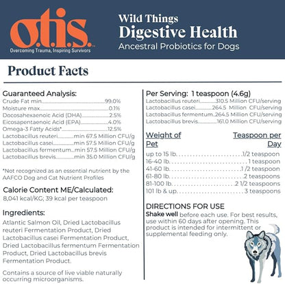 OTIS Digestive Health for Dogs | Ancenstrial and Heritage Probiotics - Intestinal Gut Health Support with DHA and EPA | Healthy Dog Supplements | 8 fl oz, Salmon oil