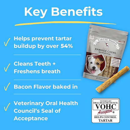 Soft Rawhide Chews | Safe Dental Treats for Small Dogs | Vet VOHC Approved | Daily Bone Cleans Teeth & Gums Fresh Breath Oral Health Support | USA Made | (Small Dogs / 30 Count)