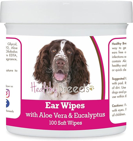 Healthy Breeds English Springer Spaniel Ear Cleaning Wipes with Aloe & Eucalyptus for Dogs 100 Count