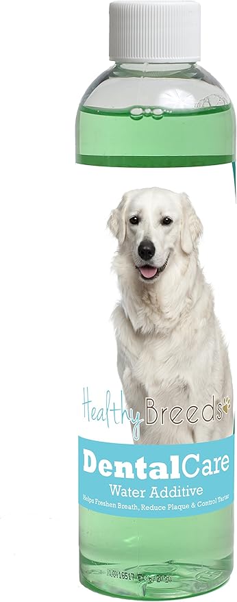 Healthy Breeds Dog Dental Care Water Additive for Kuvasz - Helps Freshen Breath, Reduce Plaque & Control Tartar - Mint Flavor - 8 oz