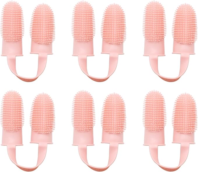 Dog Toothbrush Kit, 6Pack Dog Finger Toothbrush for Dog Teeth Cleaning&Dog Dental Care, Cat Toothbrush Dog Tooth Brush Puppy Toothbrush Pet Toothbrush (Pink (6-Pack))
