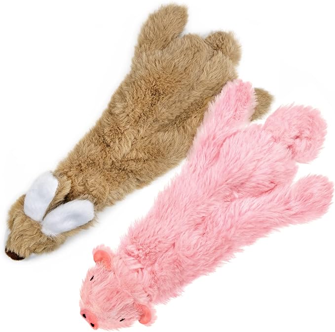 Best Pet Supplies Stuffing Free Squeaky Dog Toys for Small Dogs, Medium Dogs, and Large Dogs, Durable, Best Dog Chew Toy for Teething Puppy, Indoor Play - Hare, Pig, Small