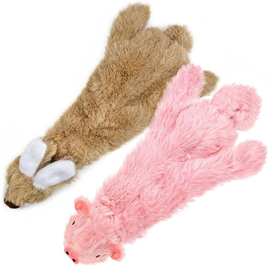 Best Pet Supplies Stuffing Free Squeaky Dog Toys for Small Dogs, Medium Dogs, and Large Dogs, Durable, Best Dog Chew Toy for Teething Puppy, Indoor Play - Hare, Pig, Small